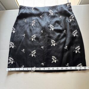 Possessed Black Satin Floral Mini Skirt size 6